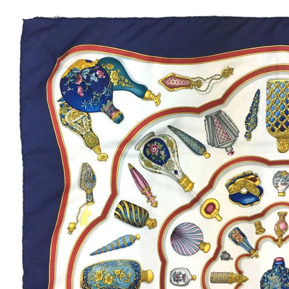 742188O Hermes Scarf Qu importe Le Flacon Carre 90 Multicolor Silk 100% - Picture 8 of 9